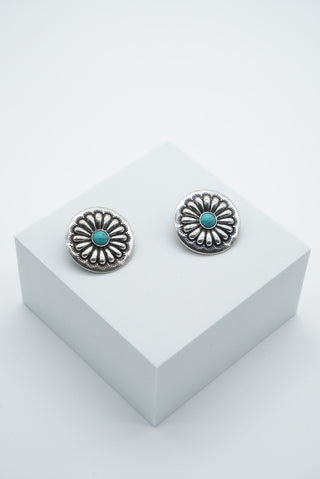 Flower Silver Turquoise Studs