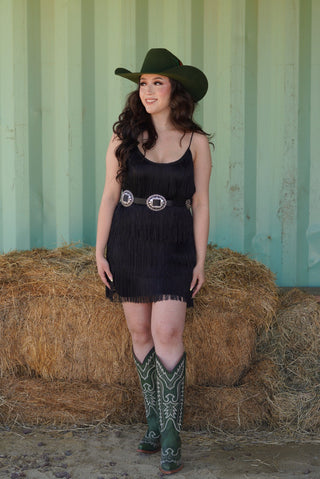 "Let's Rodeo" Fringe Spaghetti Strap Dress