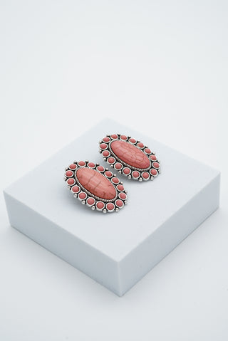 Salmon Simulated Turquoise Earrings