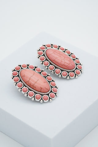 Salmon Simulated Turquoise Earrings