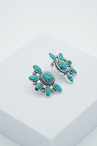 Simulated Turquoise Cluster Earrings