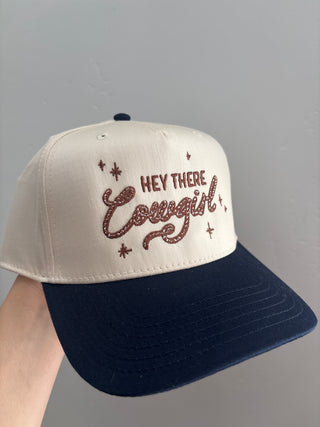 Hey There Cowgirl - Navy Brim Chocolate Brown Stitching