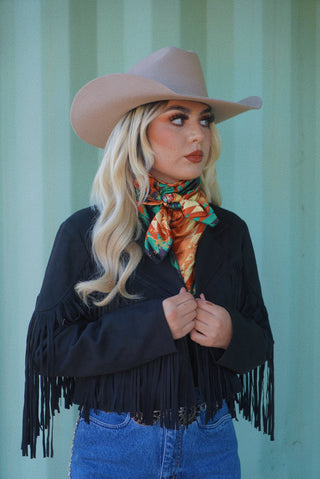 “Let’s Rodeo” Black Fringe Jacket