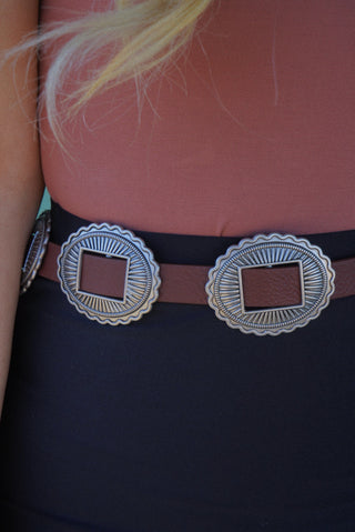 "Aurora" Concho Belt Brown