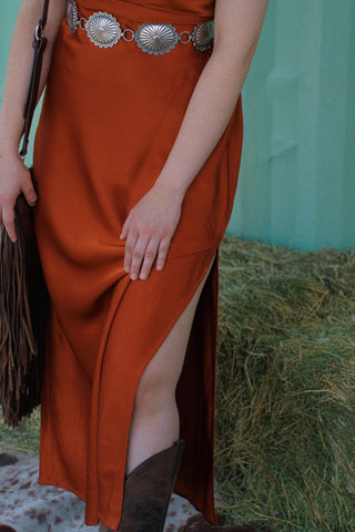 "Vivienne" - Burnt Orange Dress